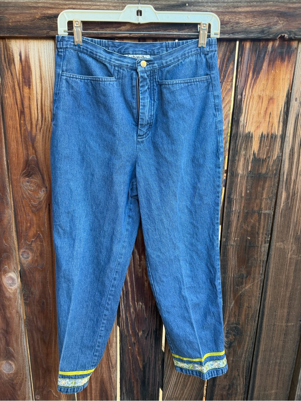 90s Bagatelle High Waisted Tapered Mom Jeans Embroidered Ribbon Cuff